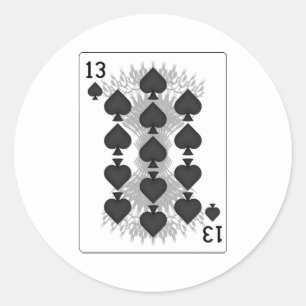 13 of Spades: Playing Card: Classic Round Sticker