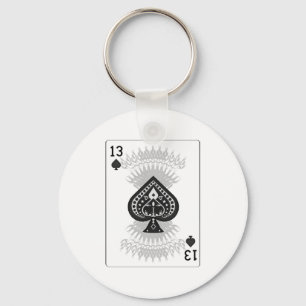 13 of Spades: Playing Card: Key Ring