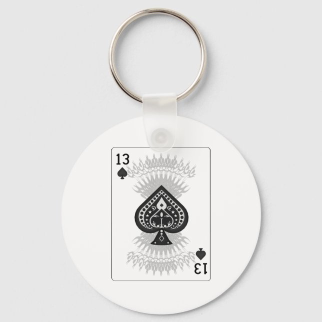 13 of Spades: Playing Card: Key Ring (Front)