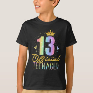 13 Official Teenager Crown 13 Year Old Tie Dye T-Shirt