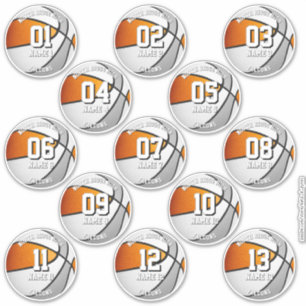 13 orange gray team colors basketball stickers