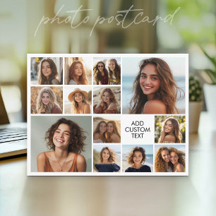 13 Photo Collage Grid white background black text Postcard