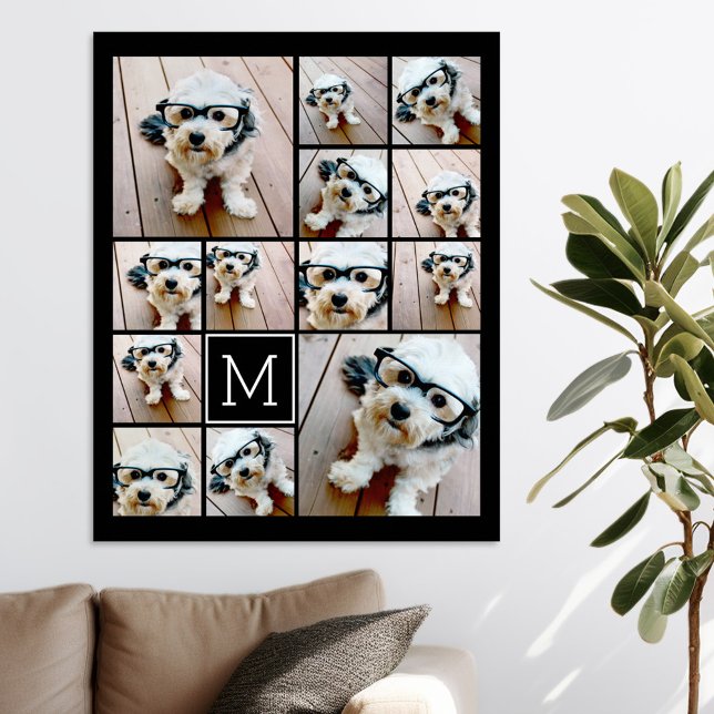 13 Photo Collage Monogram black - Can Edit Colour Canvas Print (Creator Uploaded)