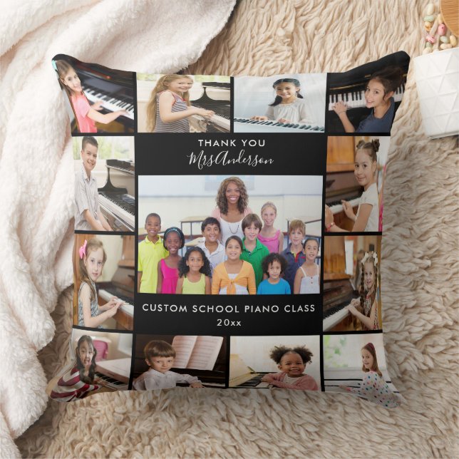 13 Photo Collage Music Teacher Personalised Gift Cushion (Blanket)