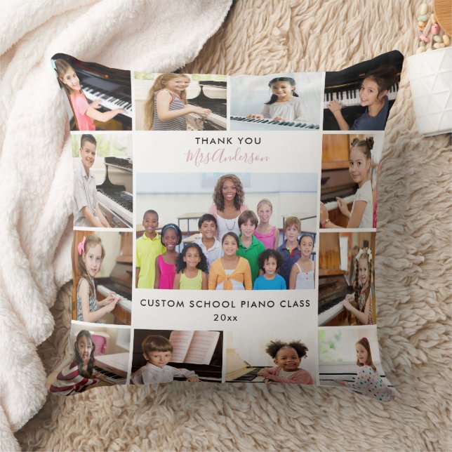 13 Photo Collage Music Teacher Personalised Gift Cushion (Blanket)