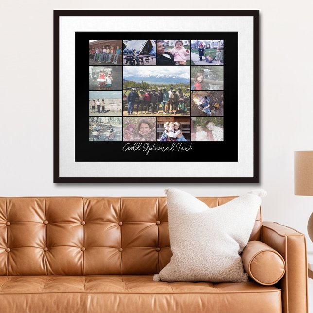 13 Photo Collage Optional Text -- CAN Edit Black Poster (Personalized Photo Poster)