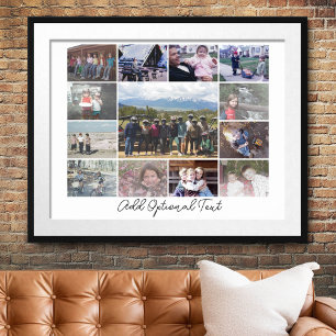 13 Photo Collage Optional Text -- White Poster
