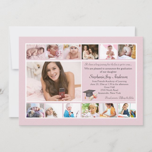 13 Photo Graduation Collage (Custom) Invitation (Front)