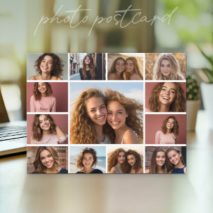 13 Photo Instagram Collage with White Background Postcard
