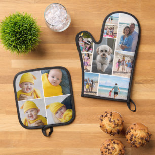 13 Photo Template Personalised Oven Mitt & Pot Holder Set