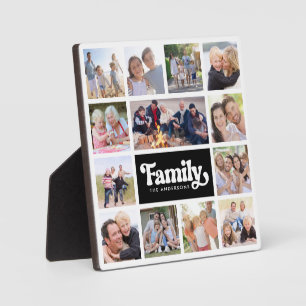 13 Photos Collage Family Monogram Plaque