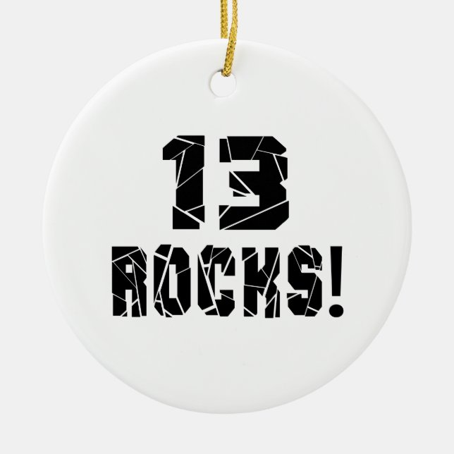 13 Rocks Birthday Designs Ceramic Tree Decoration (Front)