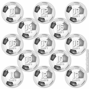 13 soccer stickers w black gray team colors