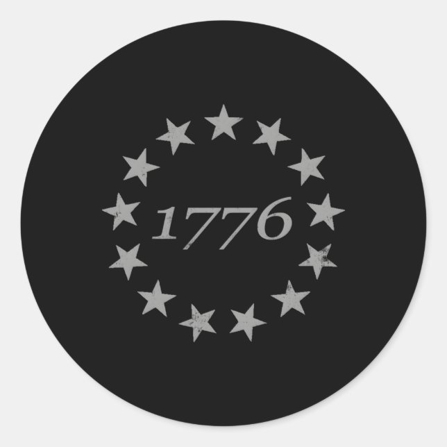 13 Star Betsy Ross Distressed American Flag 1776 Classic Round Sticker (Front)