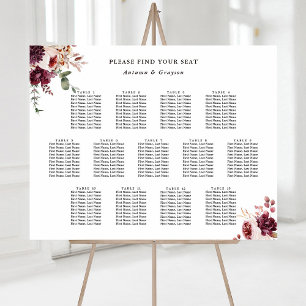 13 Table Autumn Romance Wedding Seating Chart