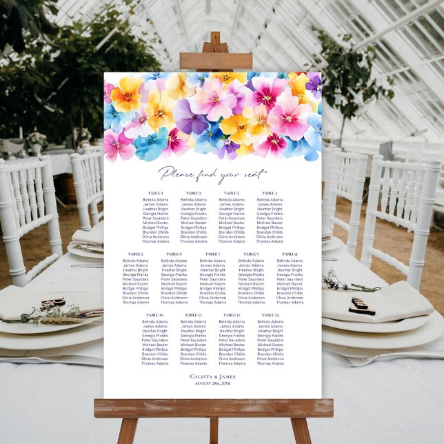 13 Table Colourful Floral Wedding Seating Chart (Creator Uploaded)