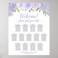 13 Table Lavender Floral Wedding Seating Chart