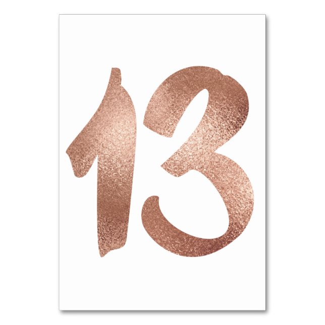 13 Table  Number White Metallic Pink Rose Gold (Front)