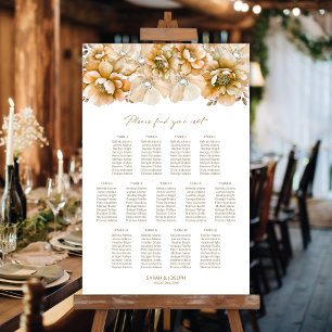 13 Table Orange Floral Wedding Seating Chart