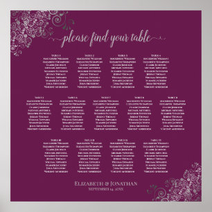 13 Table Silver & Cassis Wedding Seating Chart
