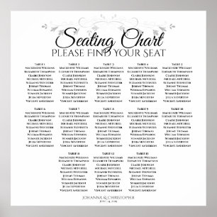 13 Table Silver Filigree Wedding Seating Chart