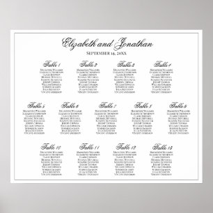 13 Table Simple Elegance Wedding Seating Chart