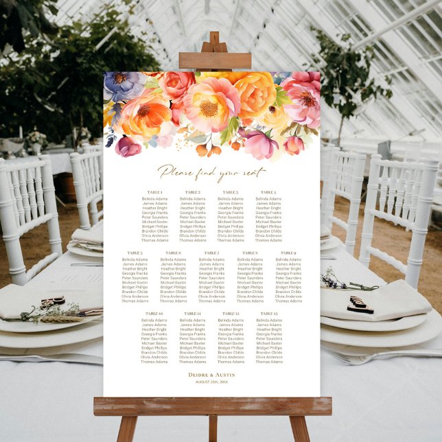 13 Table Spring Floral Wedding Seating Chart (Creator Uploaded)