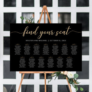 13 Tables Find Your Seat Black Seating Chart Plan