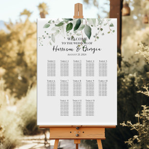 13 tables greenery elegant wedding seating chart