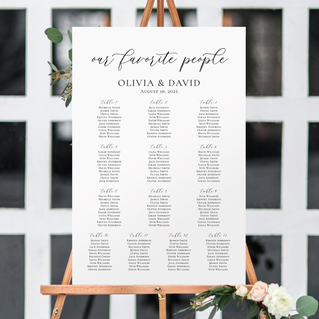 13 Tables Our Favourite People Seating Chart (Creator Uploaded)