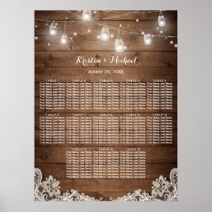 13 Tables Rustic String Lights Seating Chart