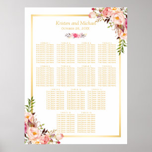 13 Tables Wedding Seating Chart Classy Chic Floral