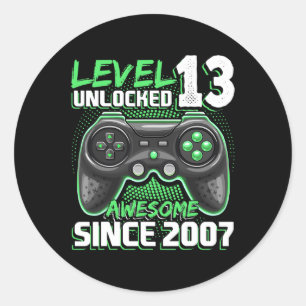 13 Unlocked Awesome 2007 Video Game 13th Birthday Classic Round Sticker