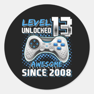 13 Unlocked Awesome 2008 Video Game 13th Birthday  Classic Round Sticker