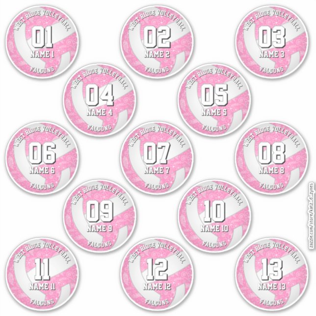 13 volleyball players boho floral paisleys pink (Front)