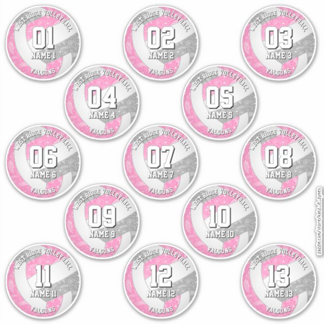 13 volleyball players boho paisleys pink grey (Front)