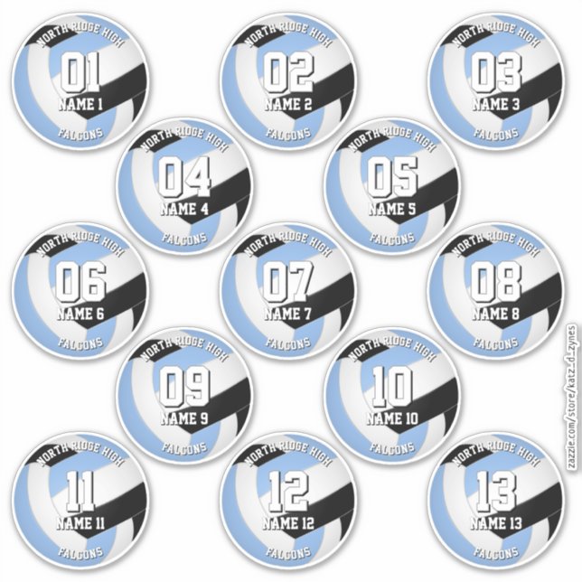 13 volleyball players light blue black team colour (Front)