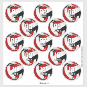 13 volleyball players red black team colours