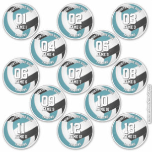 13 volleyball players teal black team colours