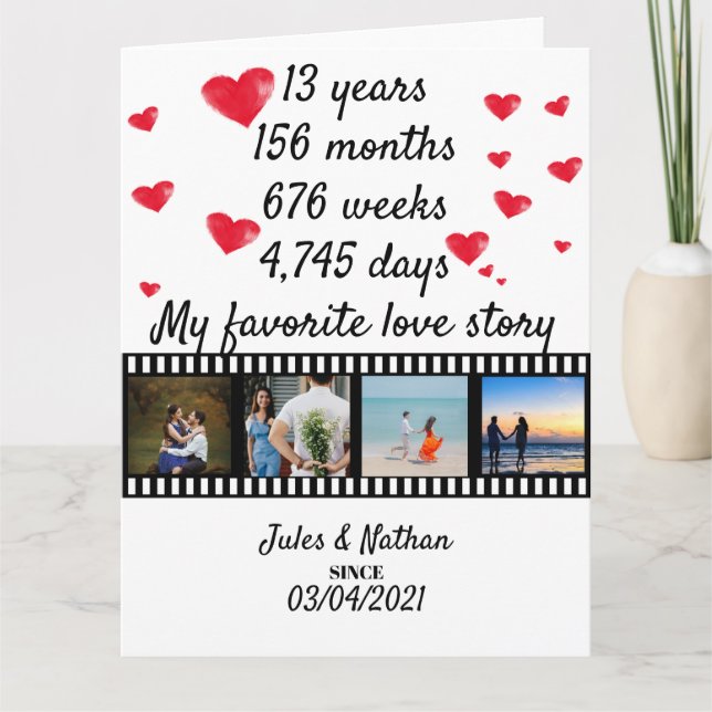 13 year anniversary film strip photo display card (Front)