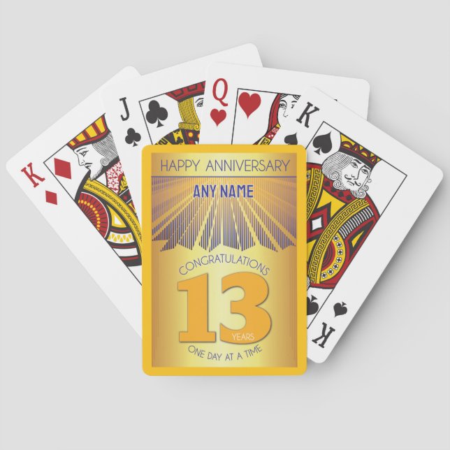 13 Year | Golden Ray 12 Step CUSTOM NAME Playing Cards (Back)