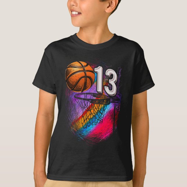 13 Year Old 13th Birthday Basketball Official Teen T-Shirt (Front)