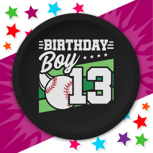13 Year Old Baseball Party Theme 13th Birthday Boy Paper Plate