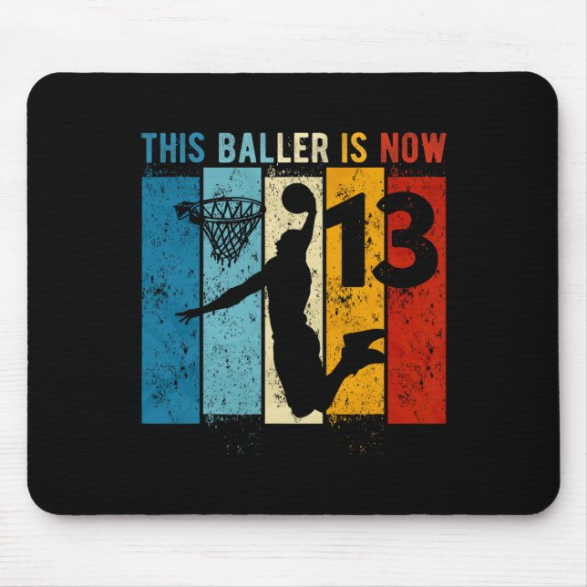 13 Year Old Basketball 13th Birthday Boy  Mouse Mat (Front)