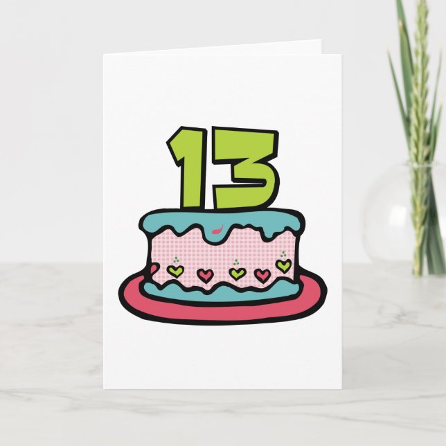 13 Year Old Birthday Cake Card (Front)