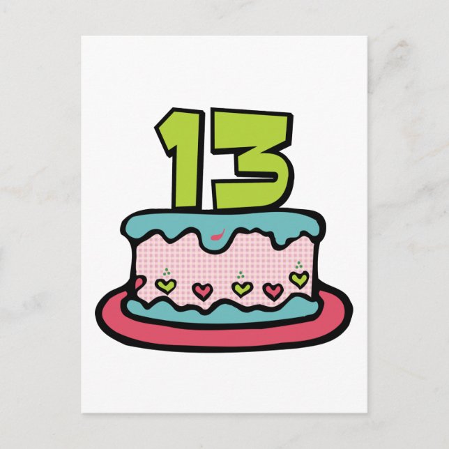 13 Year Old Birthday Cake Postcard (Front)