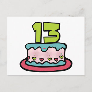 13 Year Old Birthday Cake Postcard