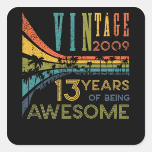 13 Year Old Birthday Vintage 2009 13th Birthday Square Sticker