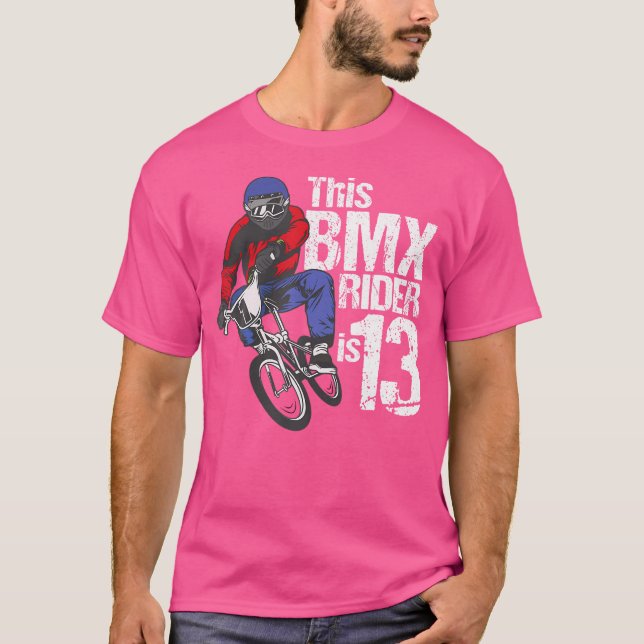 13 Year Old Bmx Birthday Party Boys Dirt Bike Race T-Shirt (Front)