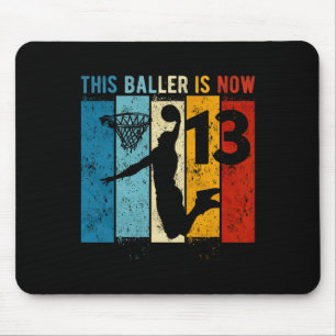 13 Year Old Bysketbyll 13th Birthday Boy Mouse Mat